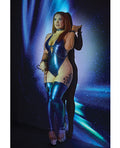 Darque Darque Midnight Wet Look Teddy - Blue QN - Image 3