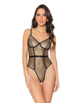 Coquette Holiday Metallic Fishnet Teddy w/Underwire Cups Black/Gold XL - Image 2