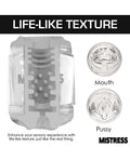 Mistress Curve Toys Mistress Double Shot Mini Masturbator Mouth & Pussy - Clear - Image 4