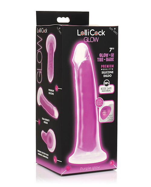 Lollicock Curve Toys Lollicock 7" Glow In The Dark Silicone Dildo - Purple