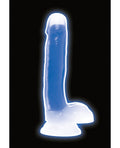 Lollicock Curve Toys Lollicock 7" Glow In The Dark Silicone Dildo w/Balls - Blue - Image 2