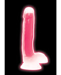 Lollicock Curve Toys Lollicock 7" Glow In The Dark Silicone Dildo w/Balls - Pink - Image 2