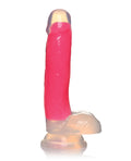 Lollicock Curve Toys Lollicock 7" Glow In The Dark Silicone Dildo w/Balls - Pink - Image 3