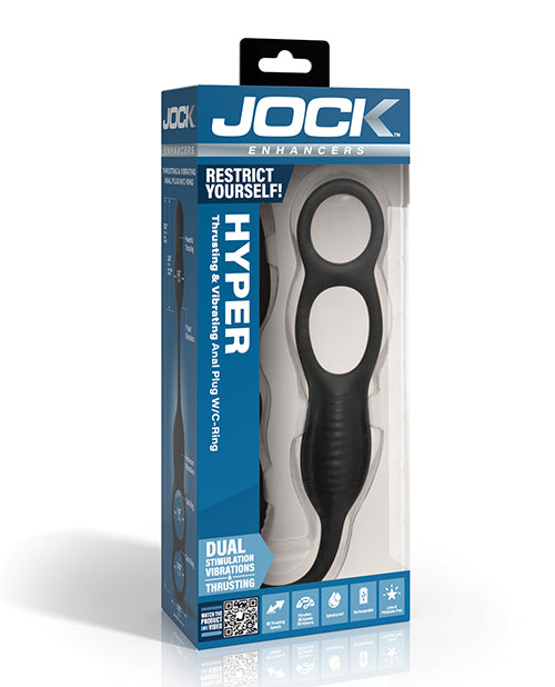 Jock Hyper Thrusting and Vibrating Anal Plug w/C-Ring