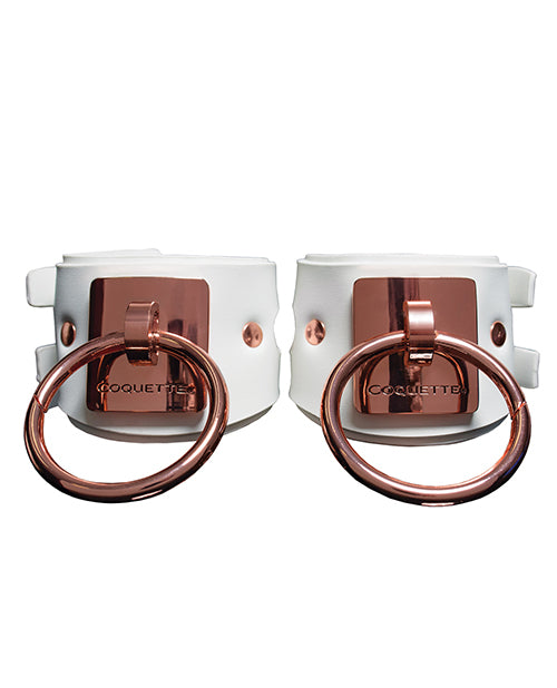 Coquette Pleasure Collection Pleasure Collection Adjustable Handcuffs - White/Rose Gold