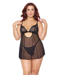 Coquette Pleasure Collection Pleasure Collection Feline Fatale Babydoll & G-String 2 pc Set - Black QN - Image 2