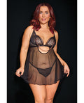 Coquette Pleasure Collection Pleasure Collection Feline Fatale Babydoll & G-String 2 pc Set - Black QN - Image 5