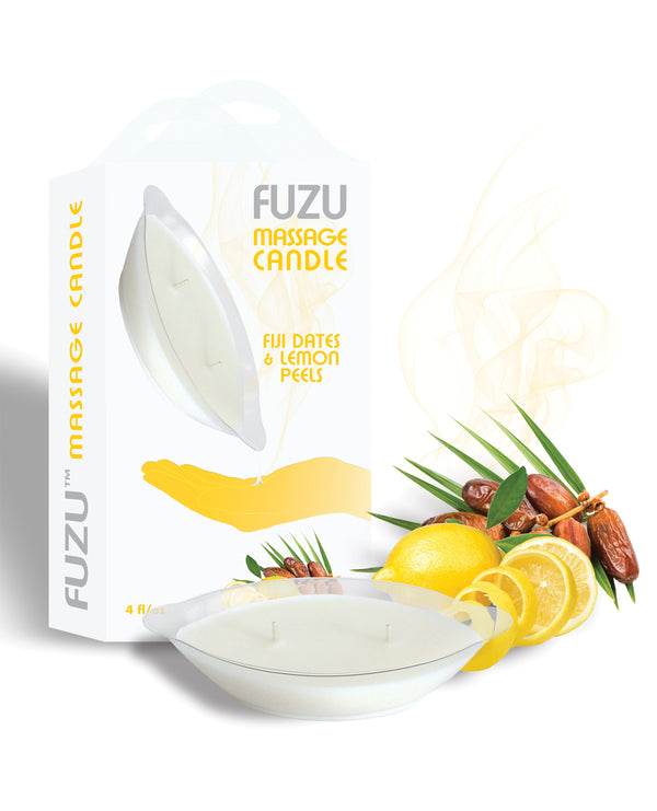 Fuzu Fuzu Massage Candle - 4 oz Fiji Dates & Lemon Peel