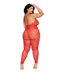 Black Diamond Leopard Pattern Seamless Bodystocking w/Gold Details - Red QN - Image 2