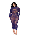 Black Diamond Floral Pattern Strapless Gown w/Removable Shrug 2 pc Set - Eclipse QN