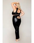 Dreamgirl Stretch Faux Leather Harness Bra & Long Slip Skirt - Black 1X - Image 2
