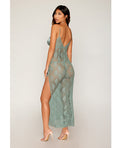 Dreamgirl Eyelash Lace & Satin Long Chemise w/G-String - Sage Green XL - Image 2