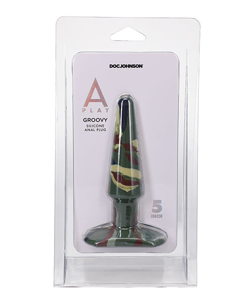 A-Play A Play 5" Groovy Silicone Anal Plug - Camouflage