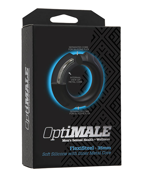 OptiMale OptiMale FlexiSteel Cock Ring - 35 mm Black