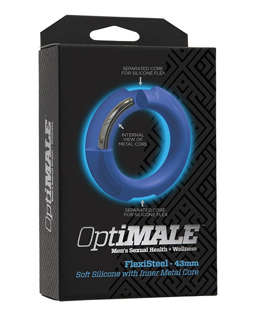 OptiMale OptiMale FlexiSteel Cock Ring - 43 mm Blue