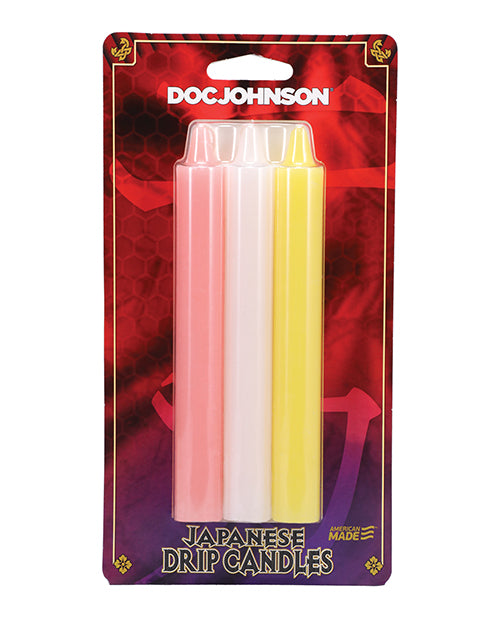 Doc Johnson Japanese Drip Candles - Pack of 3 Pink/White/Yellow