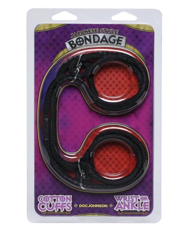 Doc Johnson Japanese Style Bondage Wrist or Ankle Cotton Rope - Black