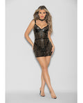 Flame Fetish by Escante Flame Fetish Mistress Lasercut Lattice Chemise w/Choker & Thong Black LG
