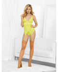 Escante Neons Bustier w/Nude Hose & G-String Neon Lime SM