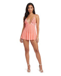 Not Regular Toys Coral Kiss Lace & Mesh Babydoll w/Necklace Detail - Coral LG