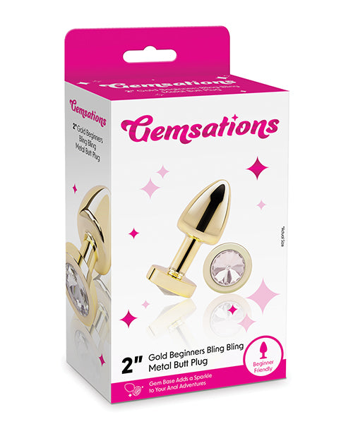 Gemsations Gemsations 2" Beginners Bling Bling Metal Butt Plug - Gold