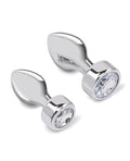 Gemsations Gemsations 2 pc 3.25" & 3.7" Tapered Bling Bling Metal Butt Plug Training Set - Silver - Image 2