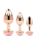 Gemsations Gemsations 3 pc 2.75" & 3.15" & 3.7" Rose Metal Butt Plug Training Set - Rose Gold - Image 3
