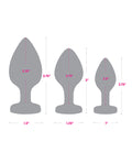 Gemsations Gemsations 3 pc 2.75" & 3.15" & 3.7" Silicone Bling Bling Heart Butt Plug Training Set - Black - Image 5