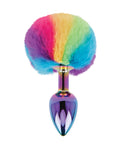 Gemsations Gemsations 2.95" Metal Bunny Tail Rainbow Butt Plug - Rainbow - Image 2