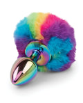 Gemsations Gemsations 2.95" Metal Bunny Tail Rainbow Butt Plug - Rainbow - Image 3