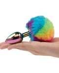 Gemsations Gemsations 2.95" Metal Bunny Tail Rainbow Butt Plug - Rainbow - Image 4