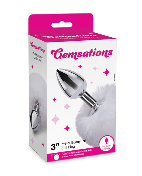 Gemsations Gemsations 2.95" Metal Bunny Tail Butt Plug - Silver
