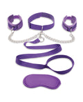 Lux Fetish Lux Fetish Collar Cuffs & Leash Set - Removable Purple