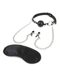 Lux Lux Fetish Breathable Ball Gag w/Adjustable Pressure Nipple Clamps - Image 2