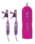 Lux Fetish Lux Fetish Vibrating Nipple Clamps w/Wired Remote Control - Pink/Purple - Image 4