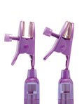 Lux Fetish Lux Fetish Vibrating Nipple Clamps w/Wired Remote Control - Pink/Purple - Image 2