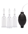 Lux Fetish Lux Fetish Nipple Suckers w/Clitoral Pump - Clear/Black - Image 2