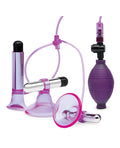 Lux Fetish Lux Fetish Vibrating Nipple Suckers w/Clitoral Pump & Quick Release - Pink/Purple - Image 2