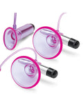 Lux Fetish Lux Fetish Vibrating Nipple Suckers w/Clitoral Pump & Quick Release - Pink/Purple - Image 3