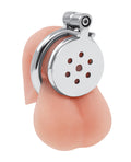 Lockmaster Lockmaster Stainless Steel Flat Inverted Chastity Cage - Silver - Image 2