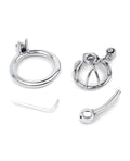 Lockmaster Lockmaster Stainless Steel Inverted Micro Chastity Cage w/Urethral Straw - Silver - Image 3