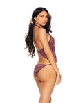 Elegant Moments Nadia Lace Halter Cami w/Panty - Burgundy LG - Image 2