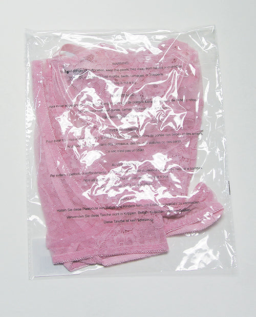 Elegant Moments Julia Lace & Dotted Mesh Cami Top w/Thong 2 pc Set - Baby Pink LG