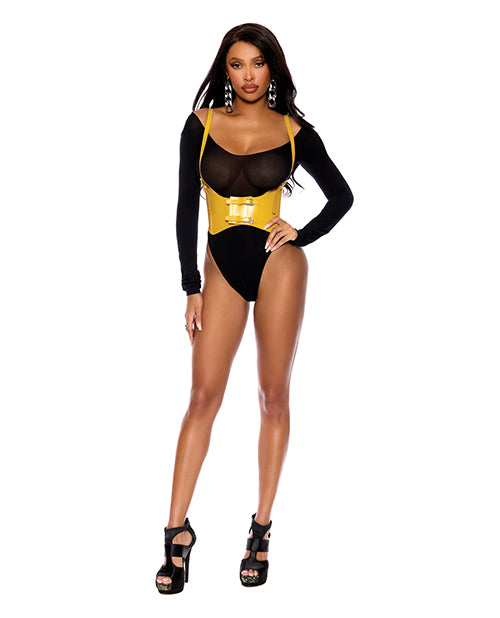 Elegant Moments Leather Harness w/Adjustable Buckle Straps and Front Velcro Buckle Closure - Yellow 38