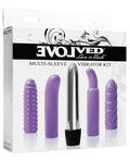 Evolved Evolved Multi Sleeve Vibrator Kit w/4 Textured Sleeves & Vibe - Purple