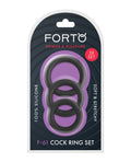 Forto Forto F-61 Liquid 3 Piece Cock Ring Set - Black