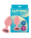 Luv Inc. Luv Inc. Jeweled Silicone Butt Plug w/Three Stones - Medium Light Pink