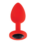 Luv Inc. Luv Inc. Jeweled Silicone Butt Plug w/Three Stones - Small Red - Image 4