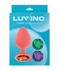 Luv Inc. Luv Inc. Jeweled Silicone Butt Plug w/Three Stones - Large Coral - Image 5