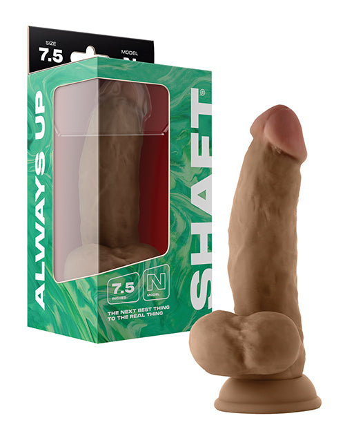 Shaft Shaft Model N Flexskin Liquid Silicone 7.5" Side Curve Dong w/Balls - Oak